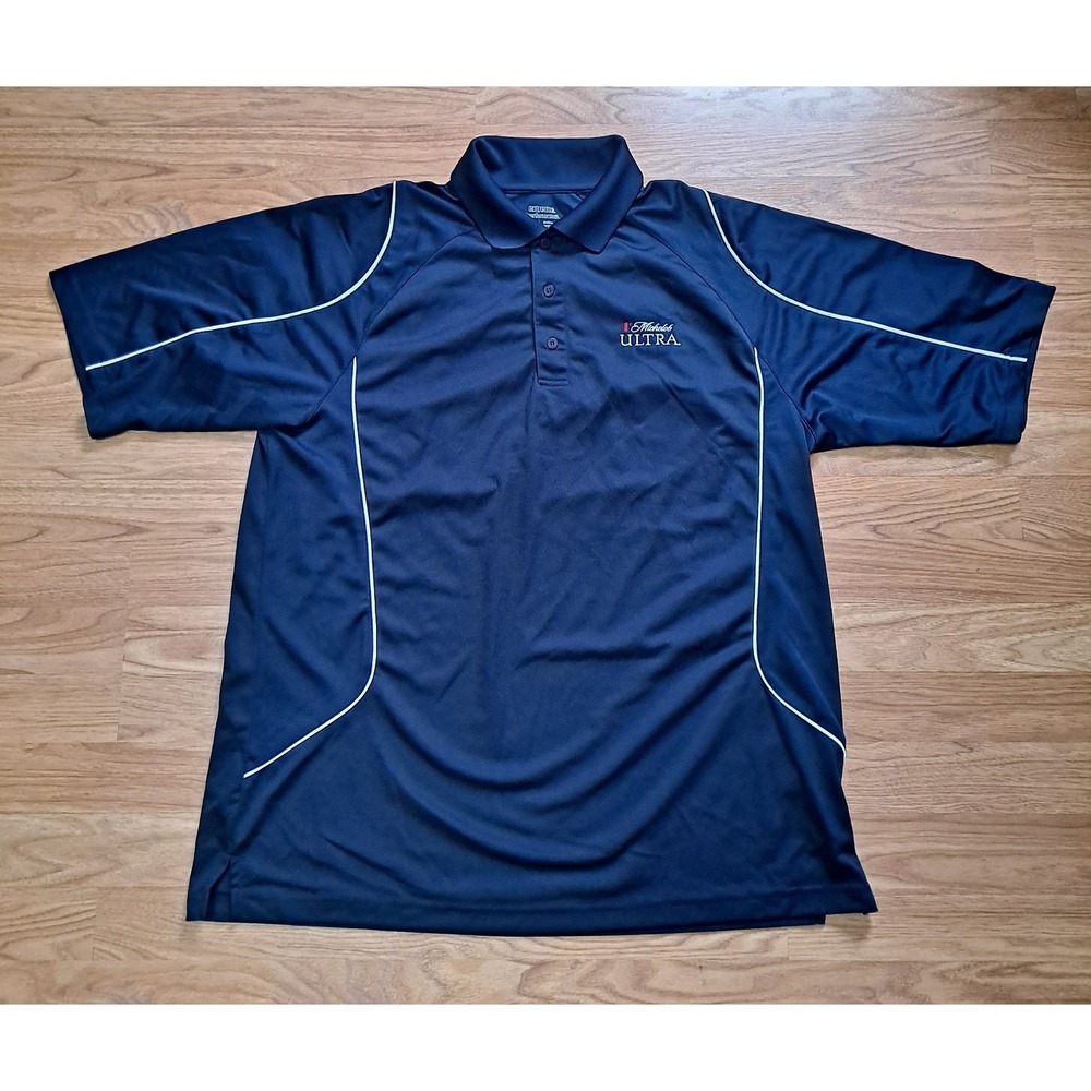 Michelob Ultra Polo Shirt Mens XL Blue Performance Golf Beer Logo Lightweight